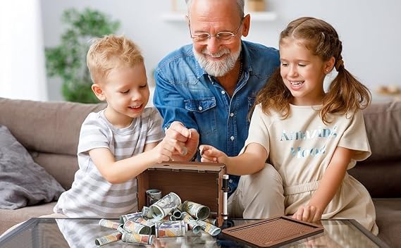 Smart Wooden Money Box with Savings Tracker – Save ₹1,00,000 Easily! | Goal-Based Piggy Bank for Adults & Kids