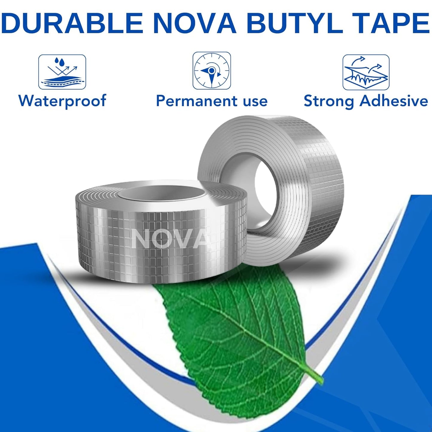 Waterproof Repair Tape for Pipe Leakage Roof Water Leakage Solution Aluminum Foil Tape Waterproof Adhesive Sealing Rubber Tape for Surface Crack (5cmx5m) (Silver)