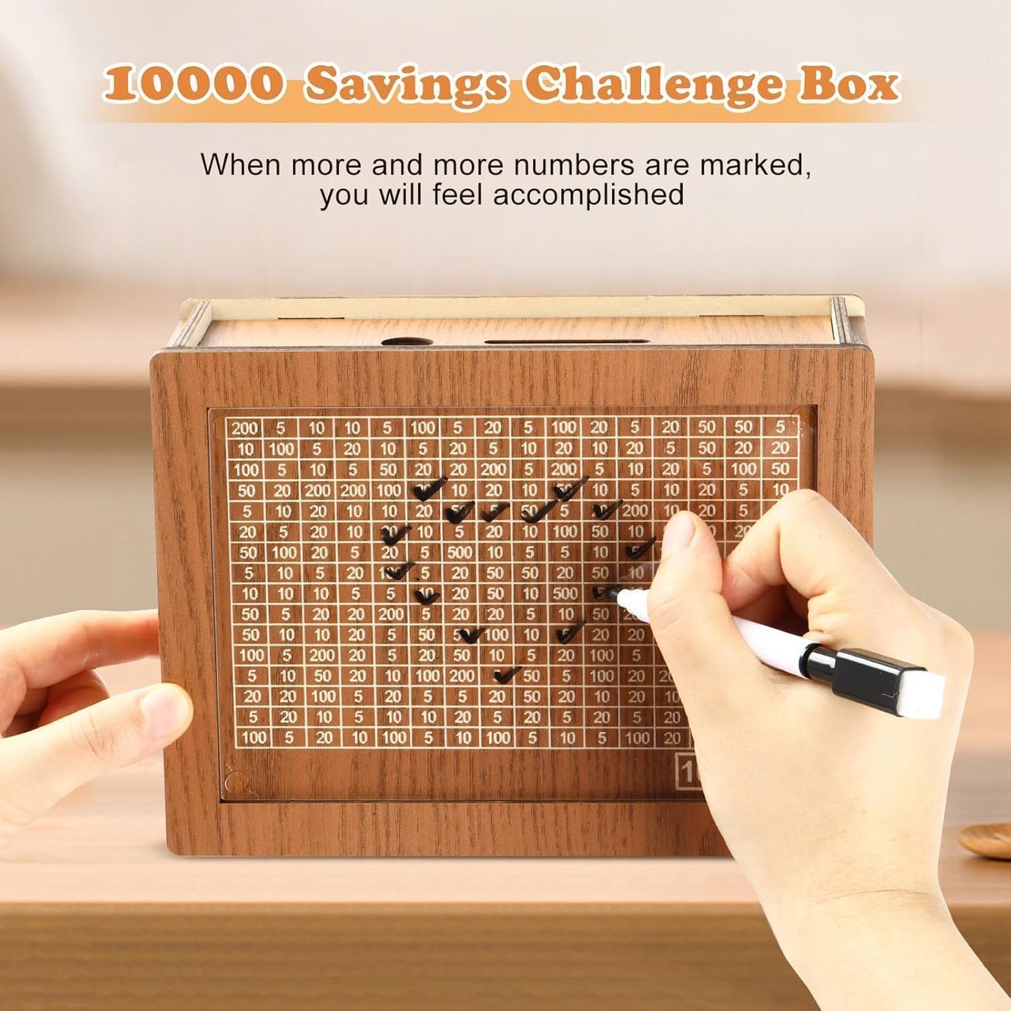 Smart Wooden Money Box with Savings Tracker – Save ₹1,00,000 Easily! | Goal-Based Piggy Bank for Adults & Kids