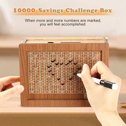 Smart Wooden Money Box with Savings Tracker – Save ₹1,00,000 Easily! | Goal-Based Piggy Bank for Adults & Kids