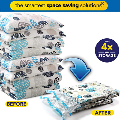 Smart Saver 5-Pack Vacuum Storage Bags with Travel Pump – Reusable Compression Bags for Clothes, Bedding & Travel